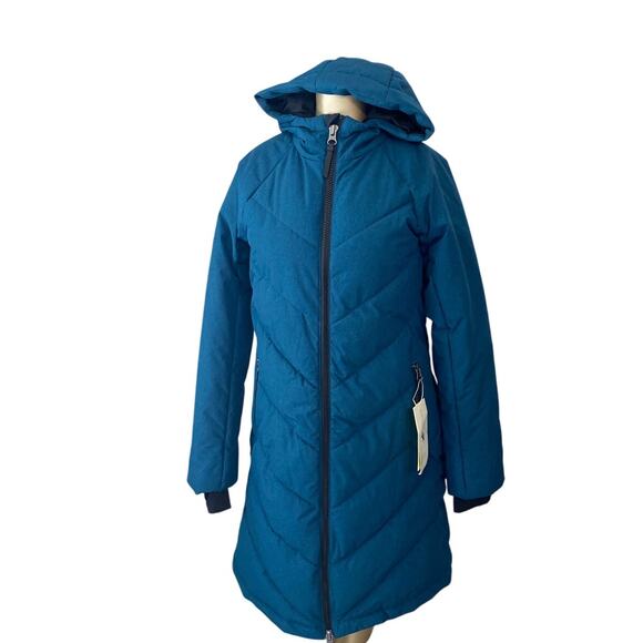 All in Motion Teal Women Size Small Mid Length Puffer Jacket Coat Hooded NWT - Picture 1 of 10